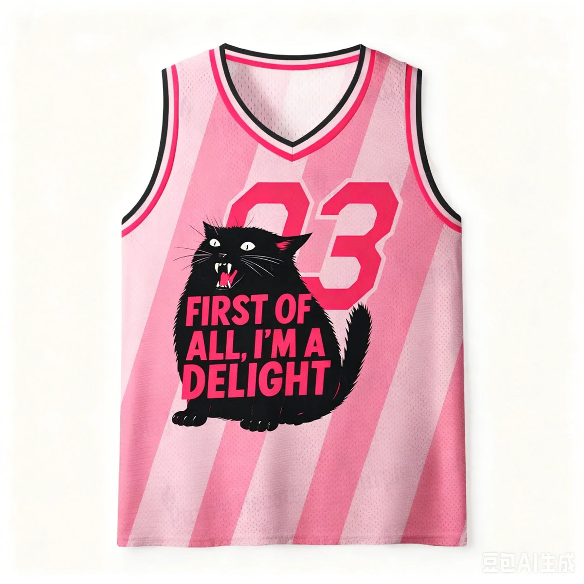Delight Stripe Pink cat jersey