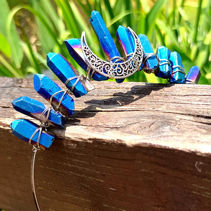 Dark blue crystal moon crown