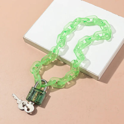 Toxic Green acrylic padlock chain choker
