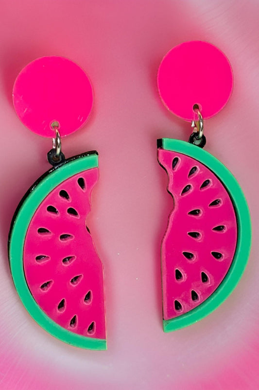 Watermelon Sugar Earrings - Fruit Beaded Dangles
