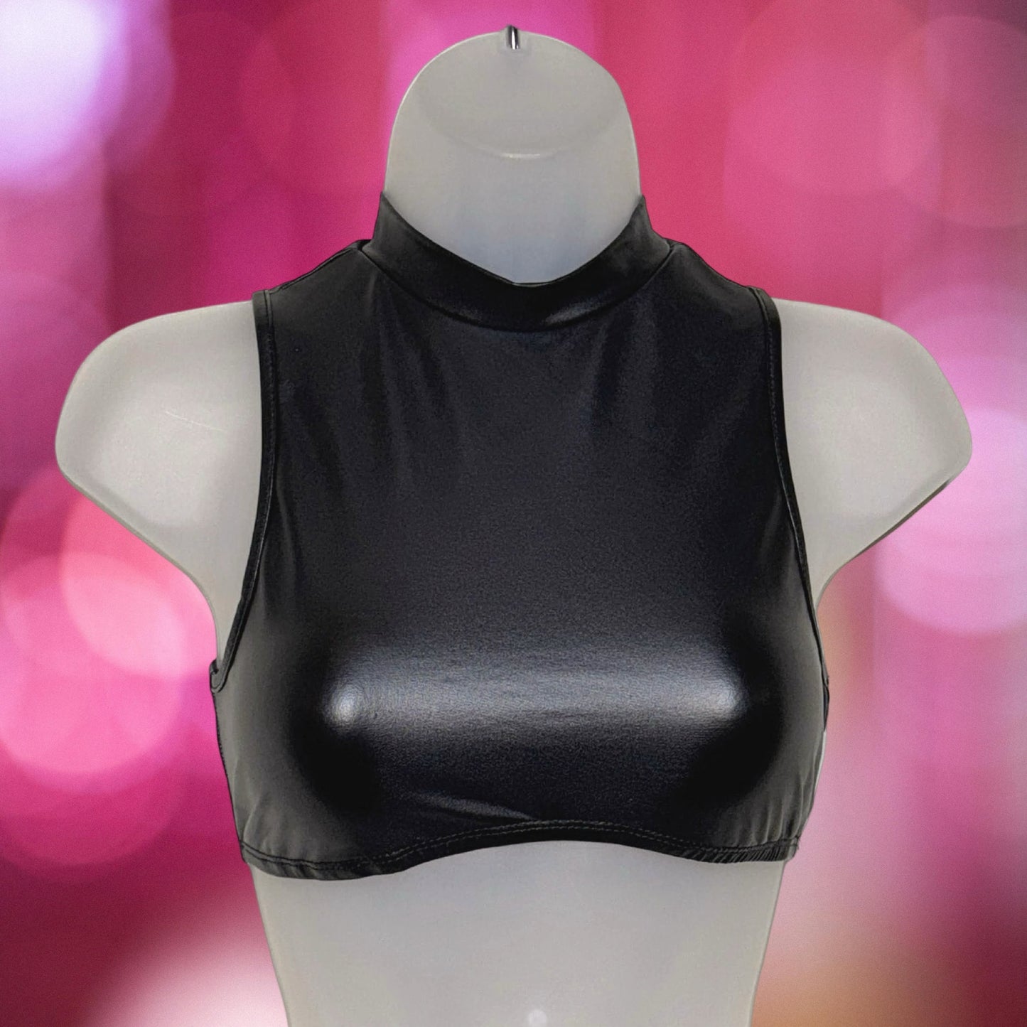 Raven Vegan Leather Curve Crop Top