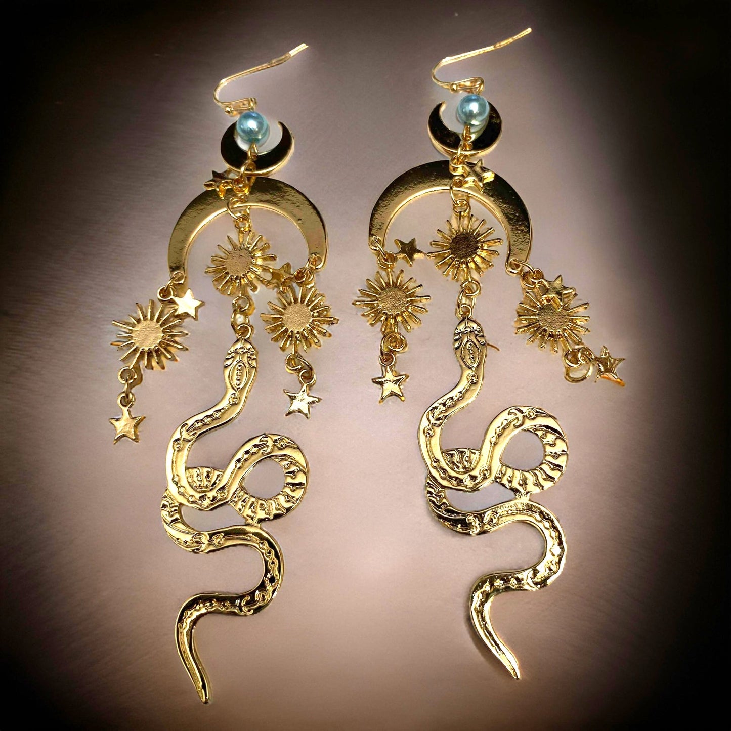 Celestial Snake Chandelier Earrings