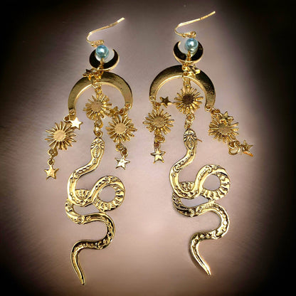 Celestial Snake Chandelier Earrings
