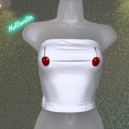 Cherry Pop Strapless Crop Top