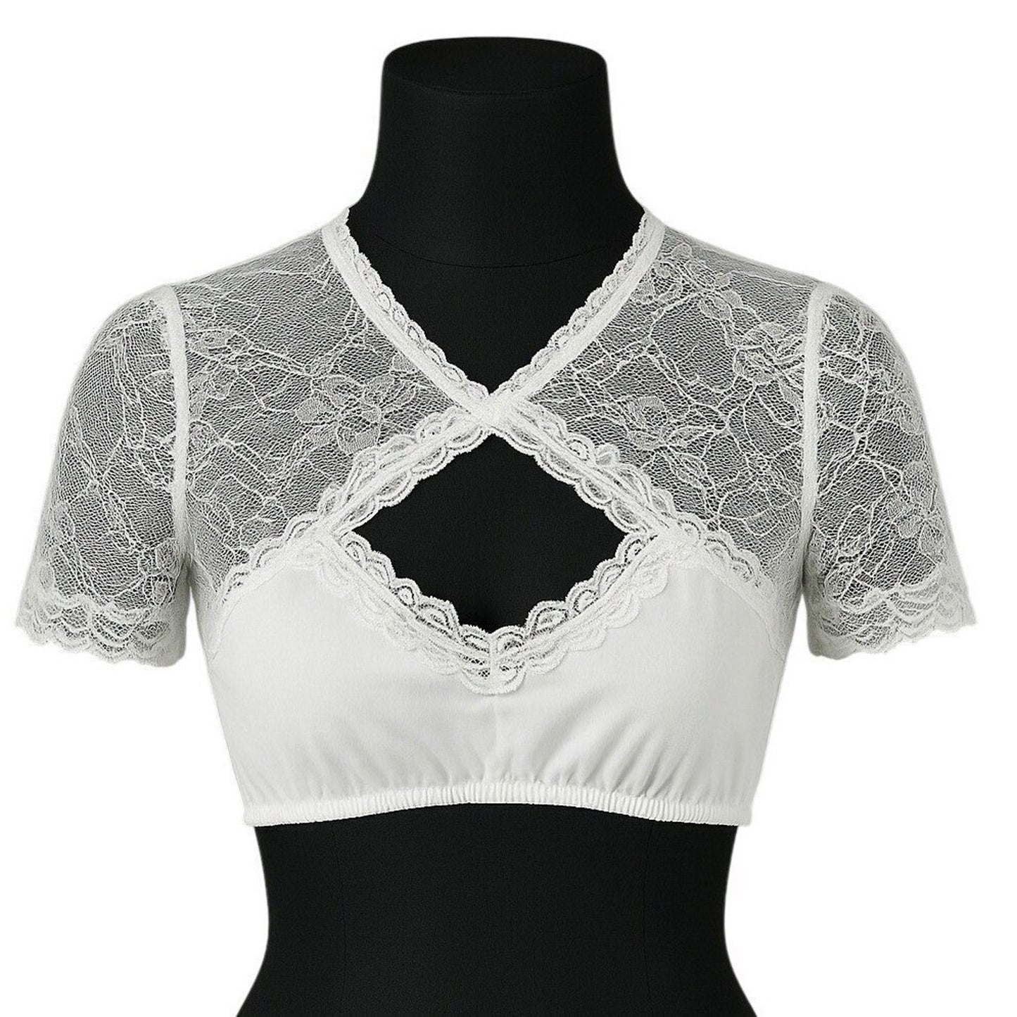 White Lace Keyhole Dirndl Blouse Gisela