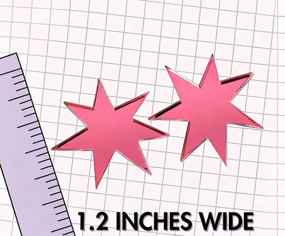 Star studs measured against a ruler at 1.2 inches wide