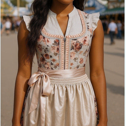 Pink Mauve Floral Dirndl Dress Petra