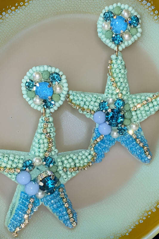 Mermaid Starfish Earrings - Beach Charm Statement Drops