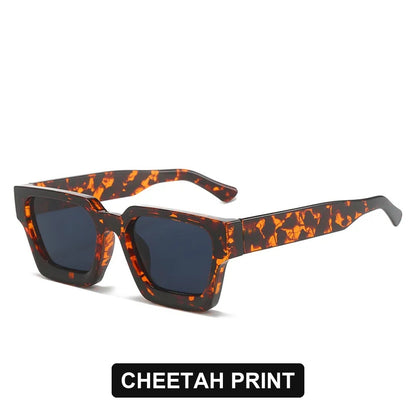 Cheetah Print chunky square sunglasses