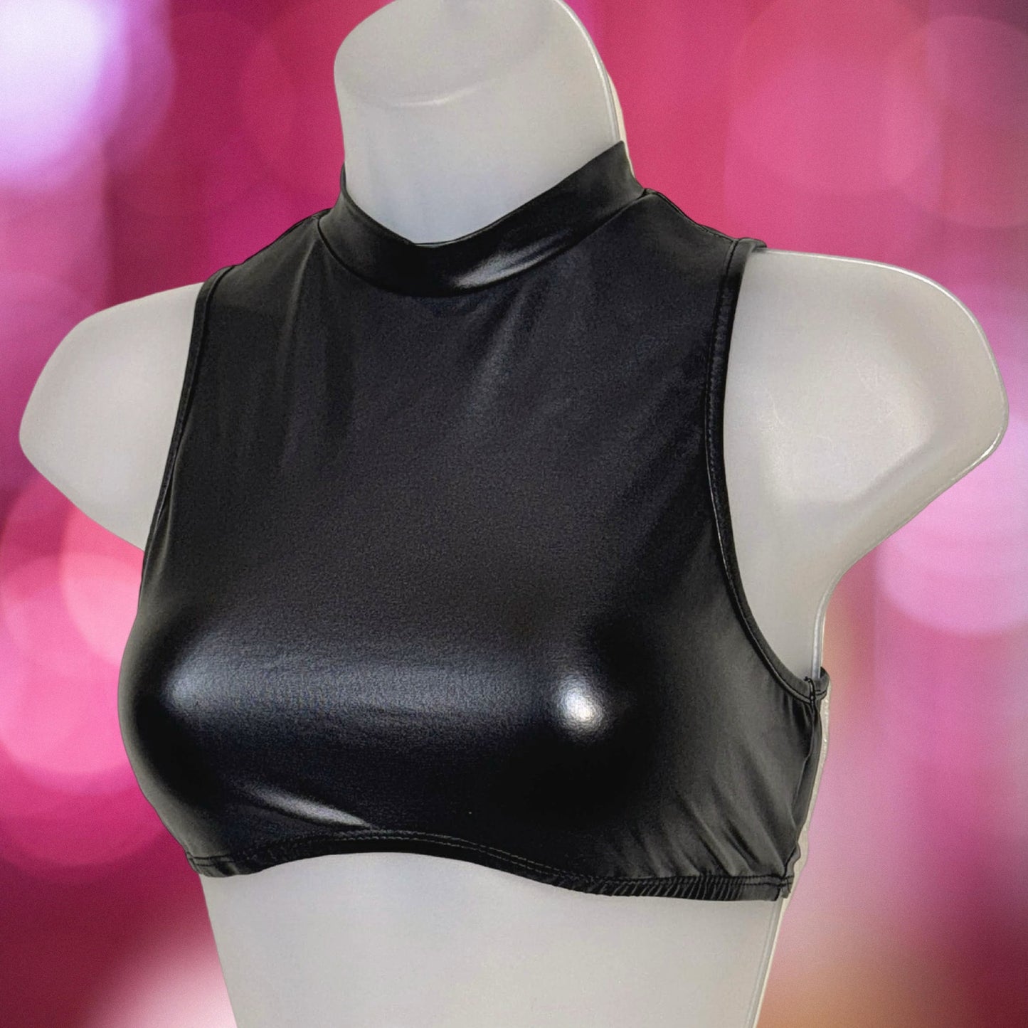 Raven Vegan Leather Curve Crop Top