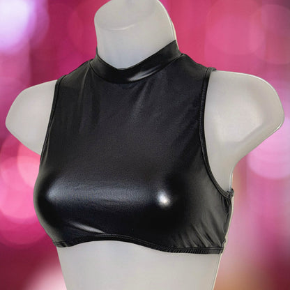 Raven Vegan Leather Curve Crop Top