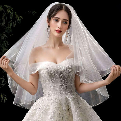 Pearl Garden Pearl Edge 2 Tier Wedding Veil - 29 inch