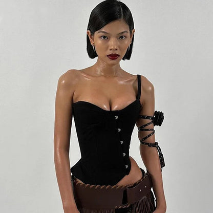 Nightshade one-shoulder corset top front