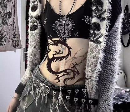Front view of the studded cami worn