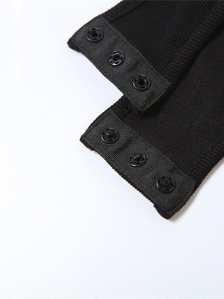Hollow Point cutout bodysuit snap gusset detail