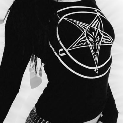 Sabbath Star long sleeve baby tee front graphic