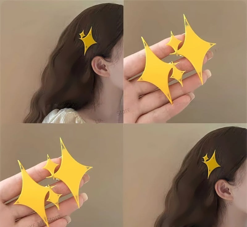 Styling collage showing the sparkle clip in hair and in hand