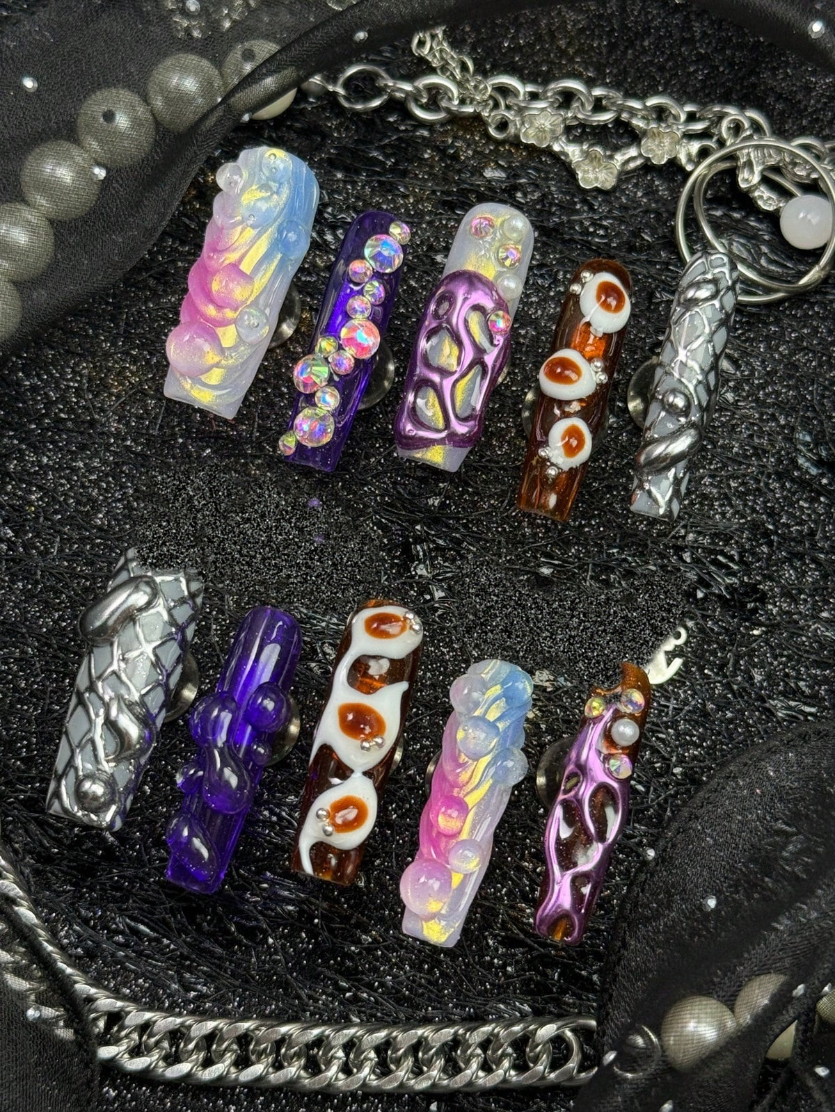 Opal Reef press-on nails detail