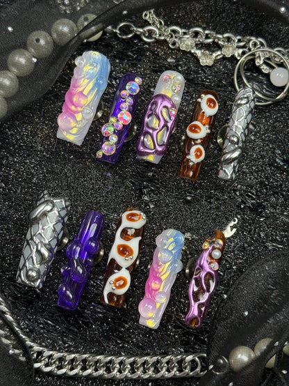 Opal Reef press-on nails detail