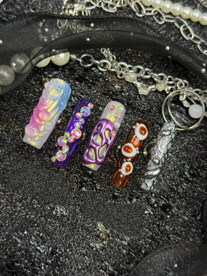 Opal Reef press-on nails styled