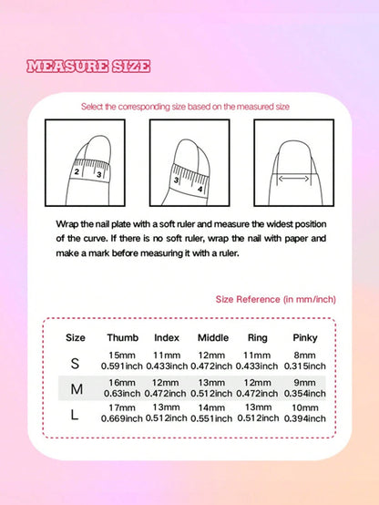 Press on nail size chart