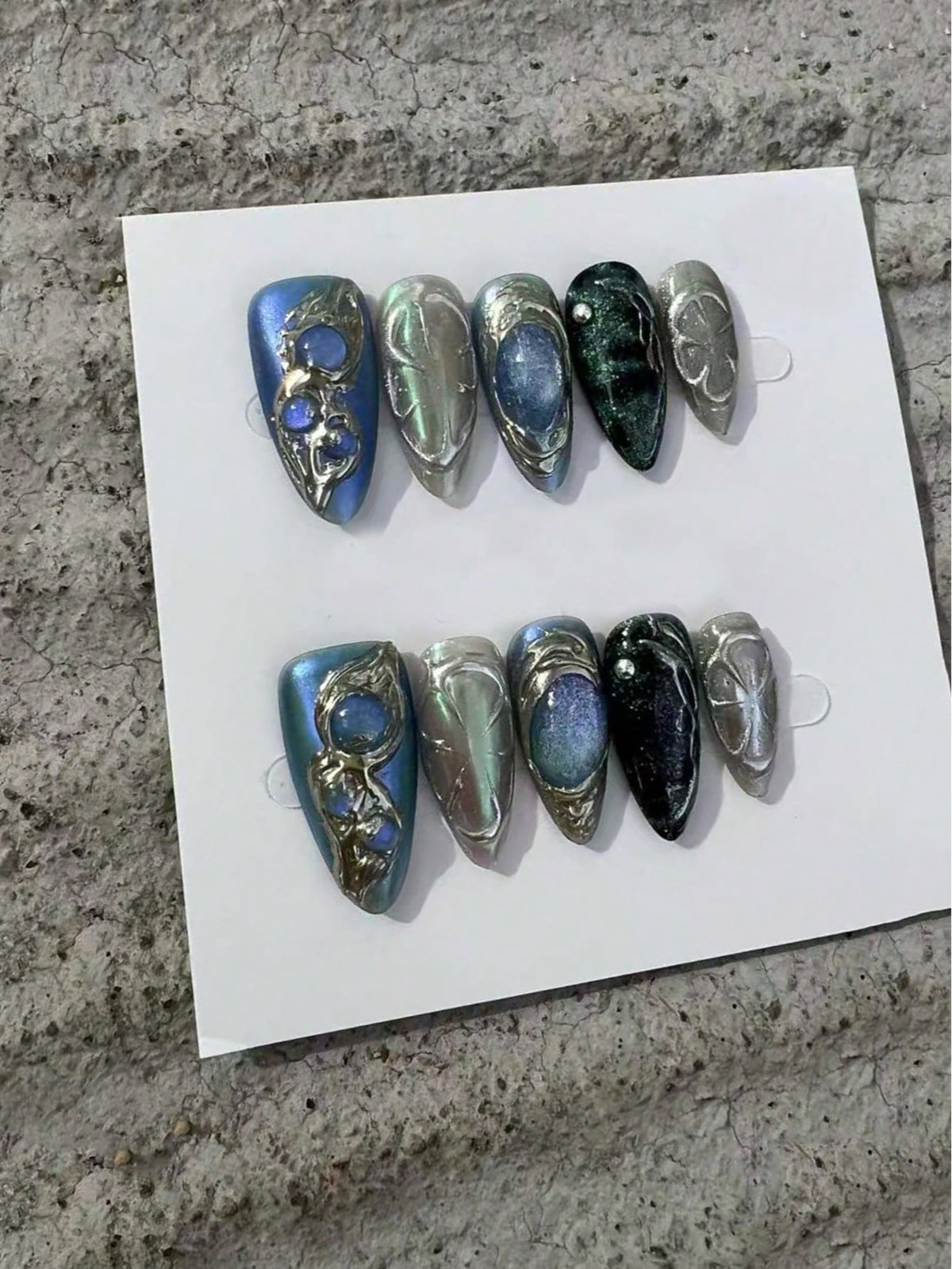 Mercury Tide Medium Almond Press On Nails, second view
