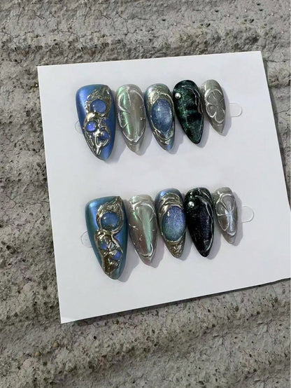 Mercury Tide Medium Almond Press On Nails, second view