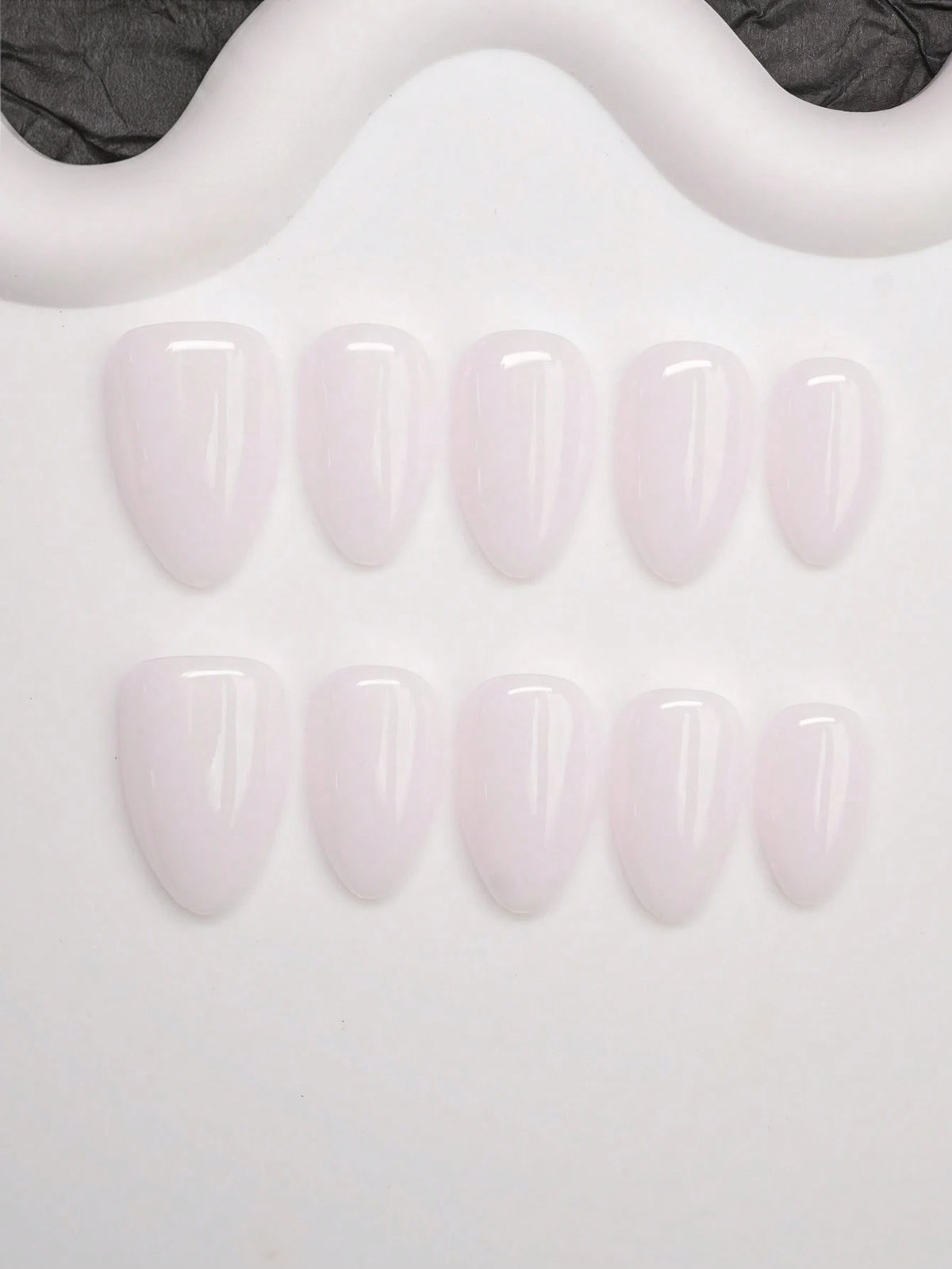 Milk Bath almond press on nails in glossy milky white