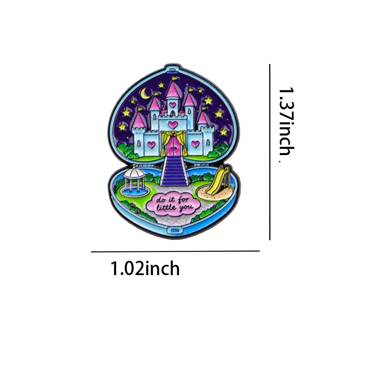 Pin dimensions, 1.37 inches tall by 1.02 inches wide