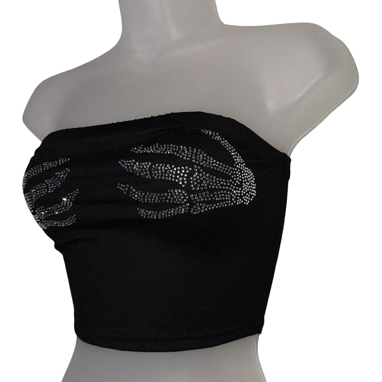 Glimmer Bones Strapless Crop Top - Silver