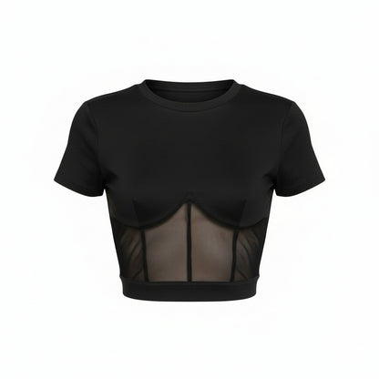 Midnight Mesh Corset Crop Top