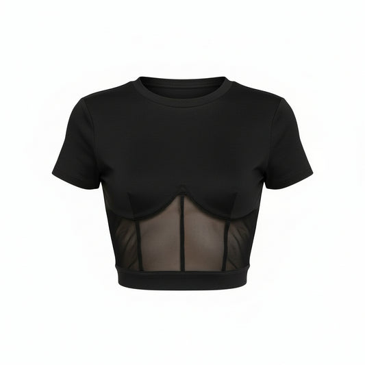 Midnight Mesh Corset Crop Top