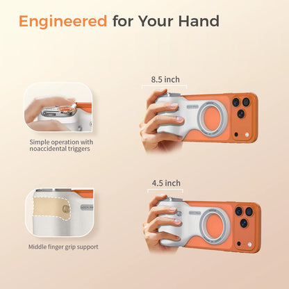 Curved handle and thumb rest sized for small and large hands