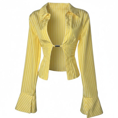 Marigold Flare Sleeve Open-Front Blouse