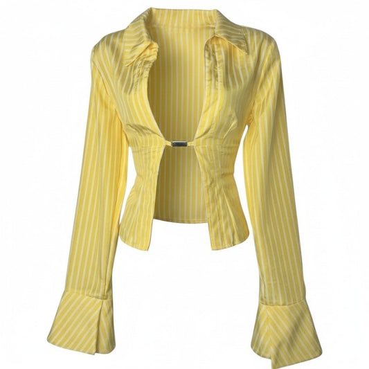 Marigold Flare Sleeve Open-Front Blouse
