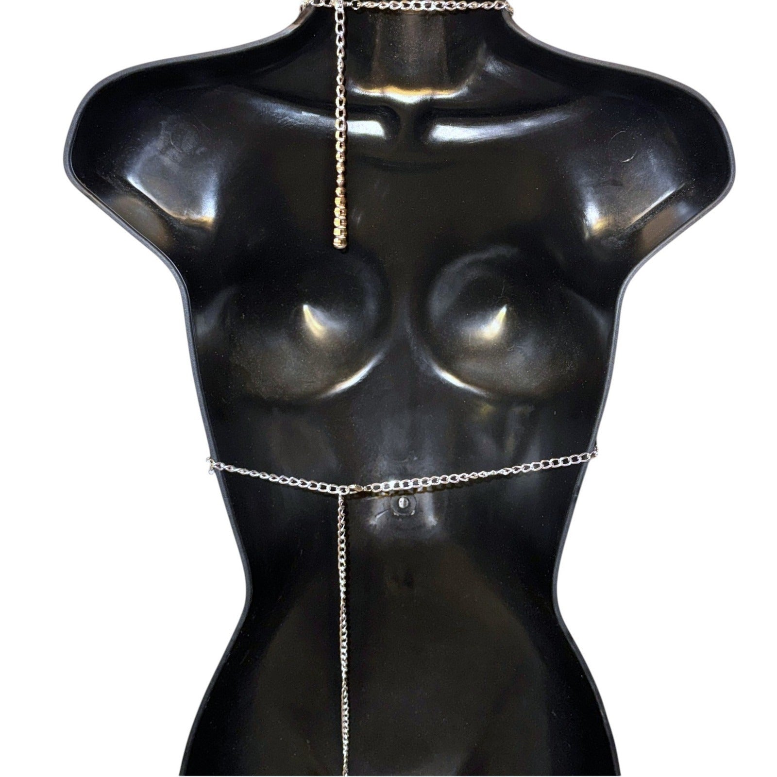 Silver Star Fringe Chainmail Halter Bra
