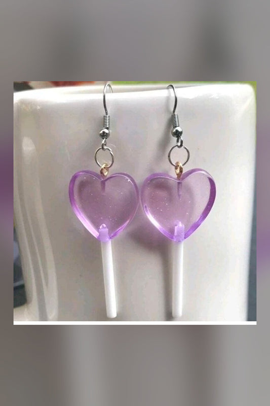 Sugar Rush Purple Lollipop Drop Earrings