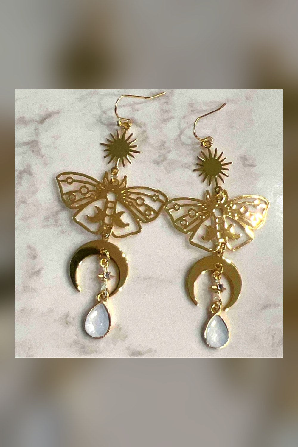 Chrysalis Clear Quartz Butterfly Earrings