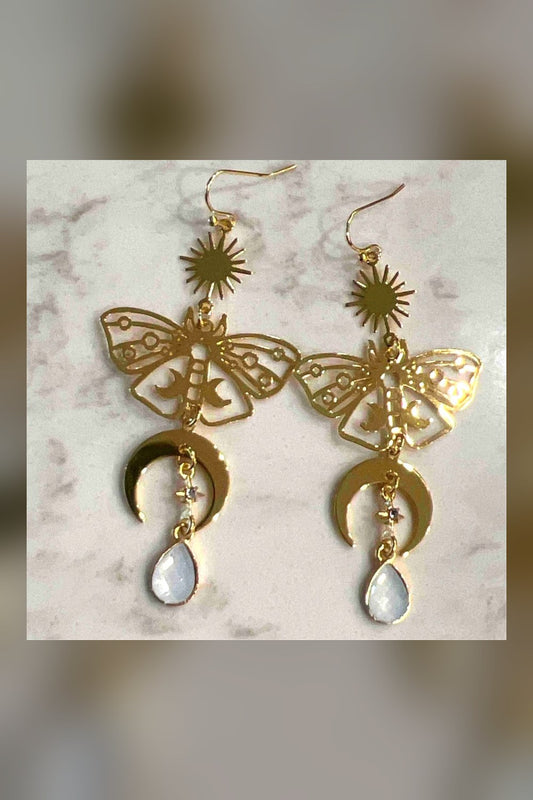 Chrysalis Clear Quartz Butterfly Earrings