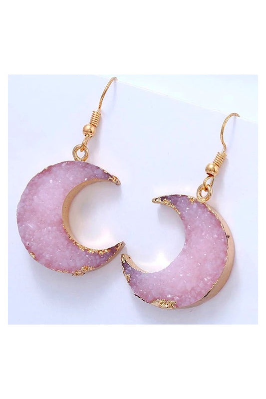 Waning Moon Geode Drop Earrings