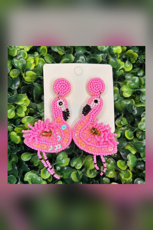 Dazzling Flamingo Beaded Earrings