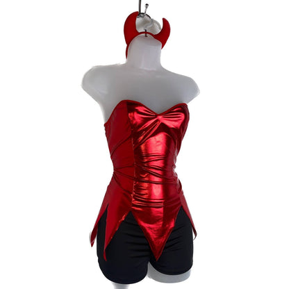 Metallic Devil Shorts Costume Set