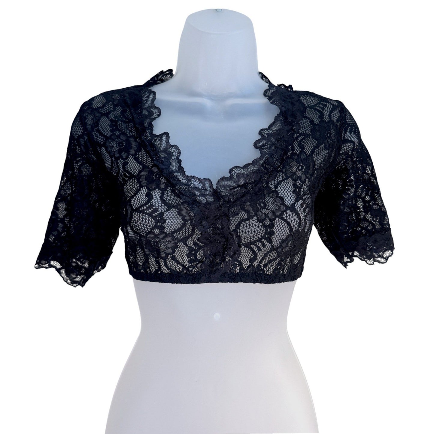 Black Lace V-Neck Crop Dirndl Blouse Lorelei