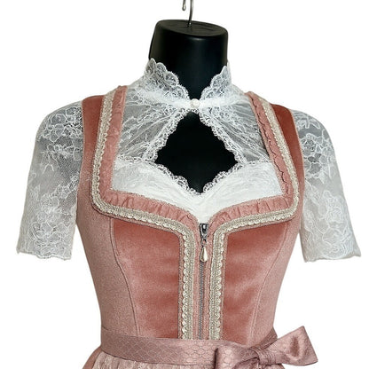 White Lace Keyhole V-Neck Dirndl Blouse Brigitte