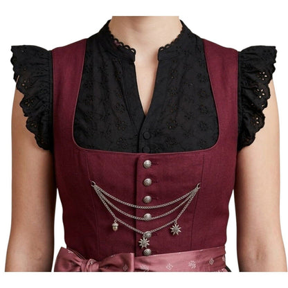 Black Seersucker Ruffle Sleeve Dirndl Blouse Marlene