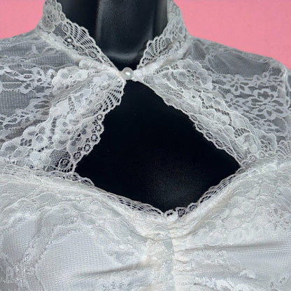 White Lace Keyhole V-Neck Dirndl Blouse Brigitte