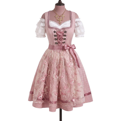 Pink Mauve Lace Dirndl Dress Romy