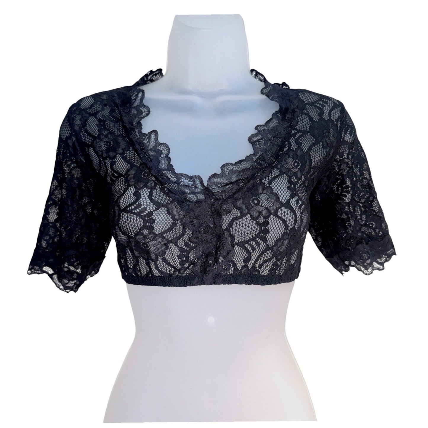 Black Lace V-Neck Crop Dirndl Blouse Lorelei