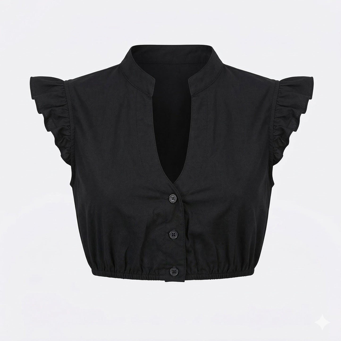 Black Ruffle Sleeve Dirndl Blouse Elsa