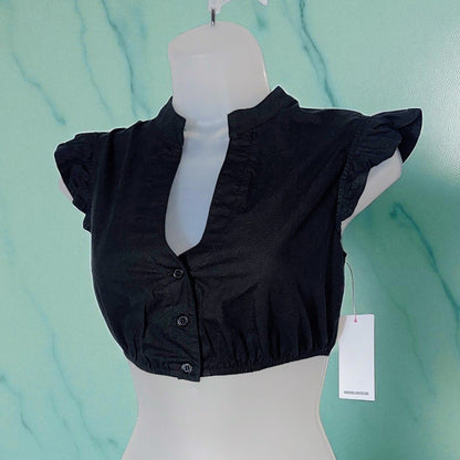 Black Ruffle Sleeve Dirndl Blouse Elsa